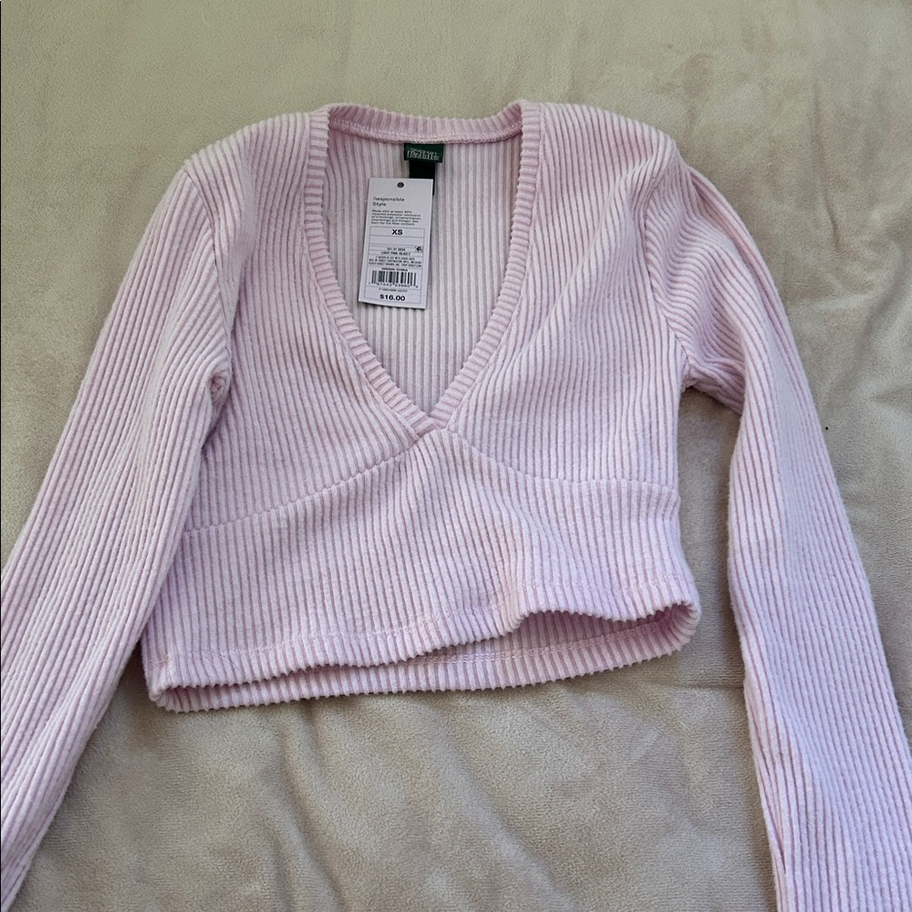 Target Pink Ribbed Long Sleeve Top